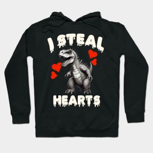 Kids I Steal Hearts Dino Baby Boy Valentines Day Hoodie